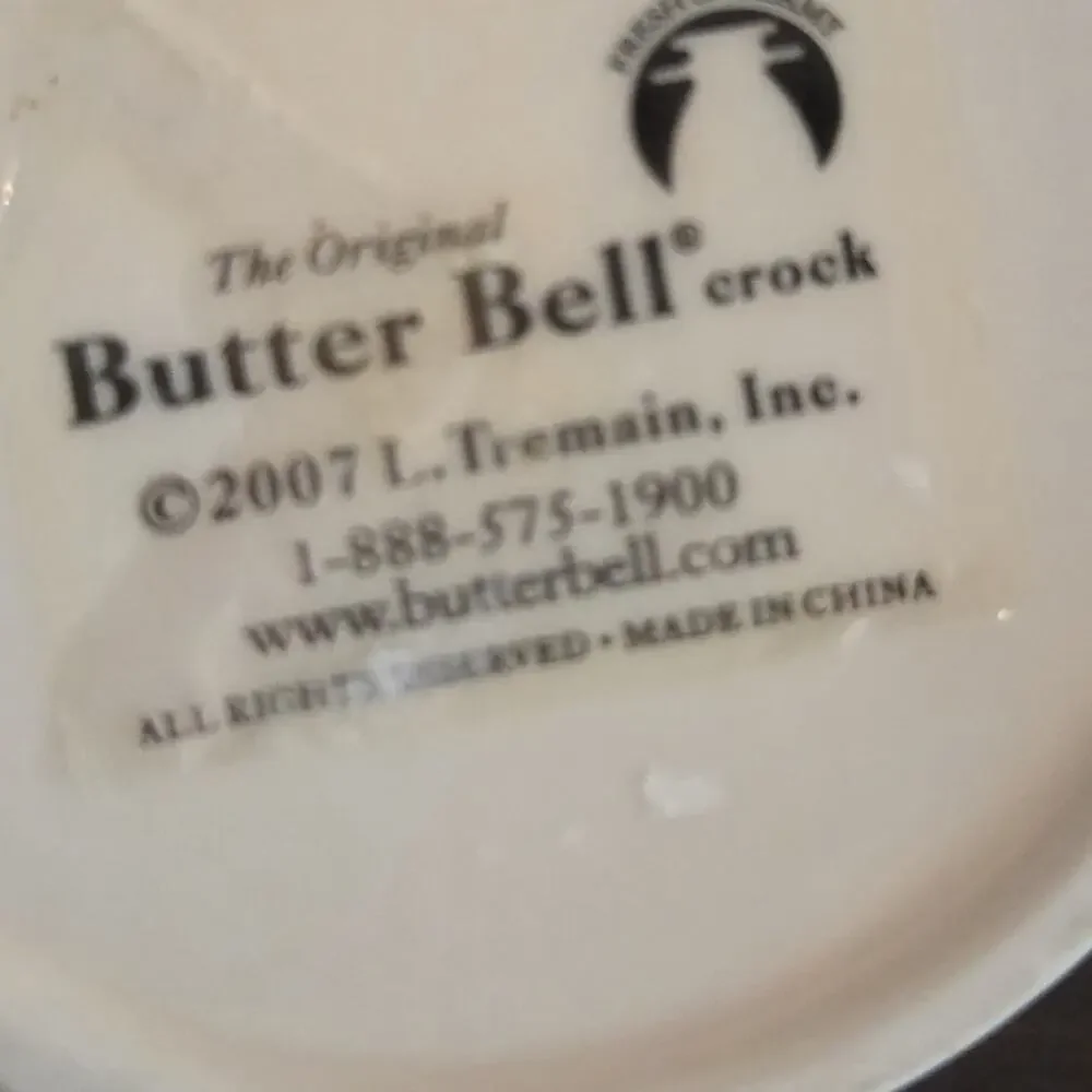 Original Butter Bell Crock Cream Blue Stripe Stoneware Farmhouse 1/2 Cup